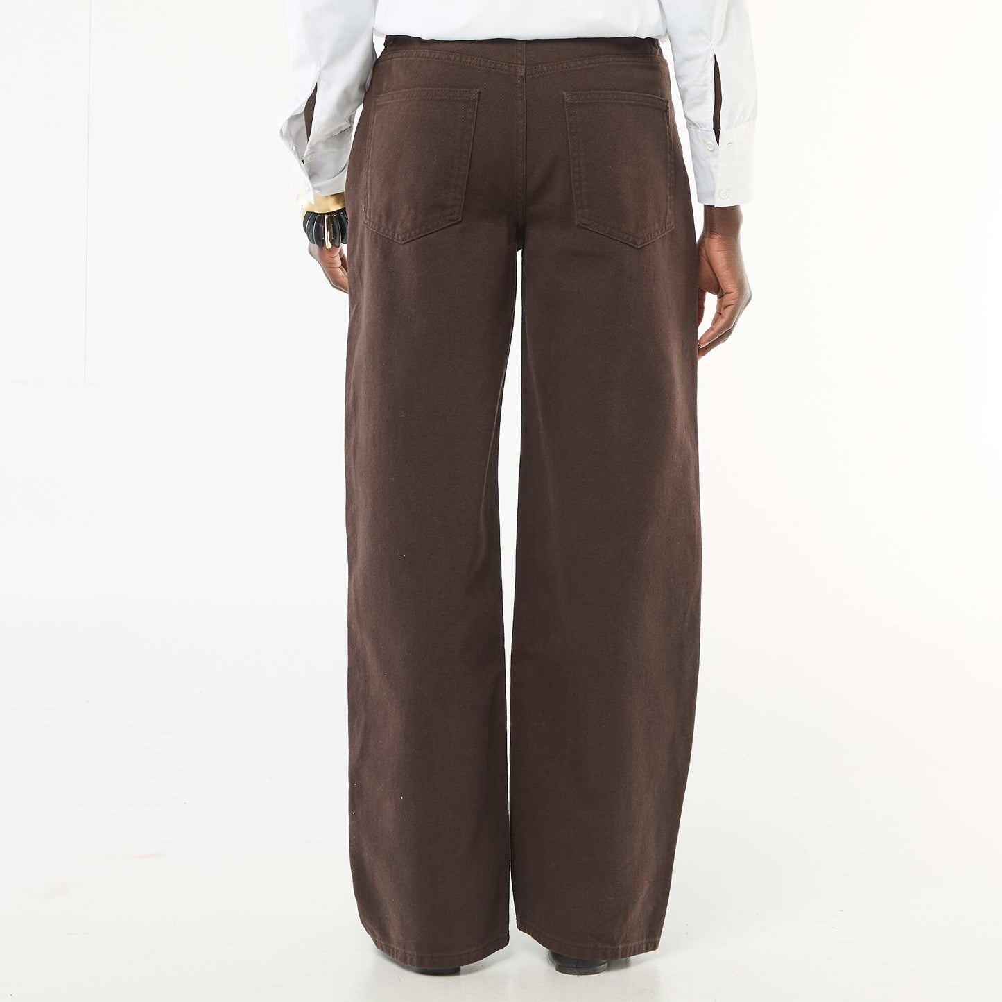 Pantalón de twill con abertura asimétrica MARRON
