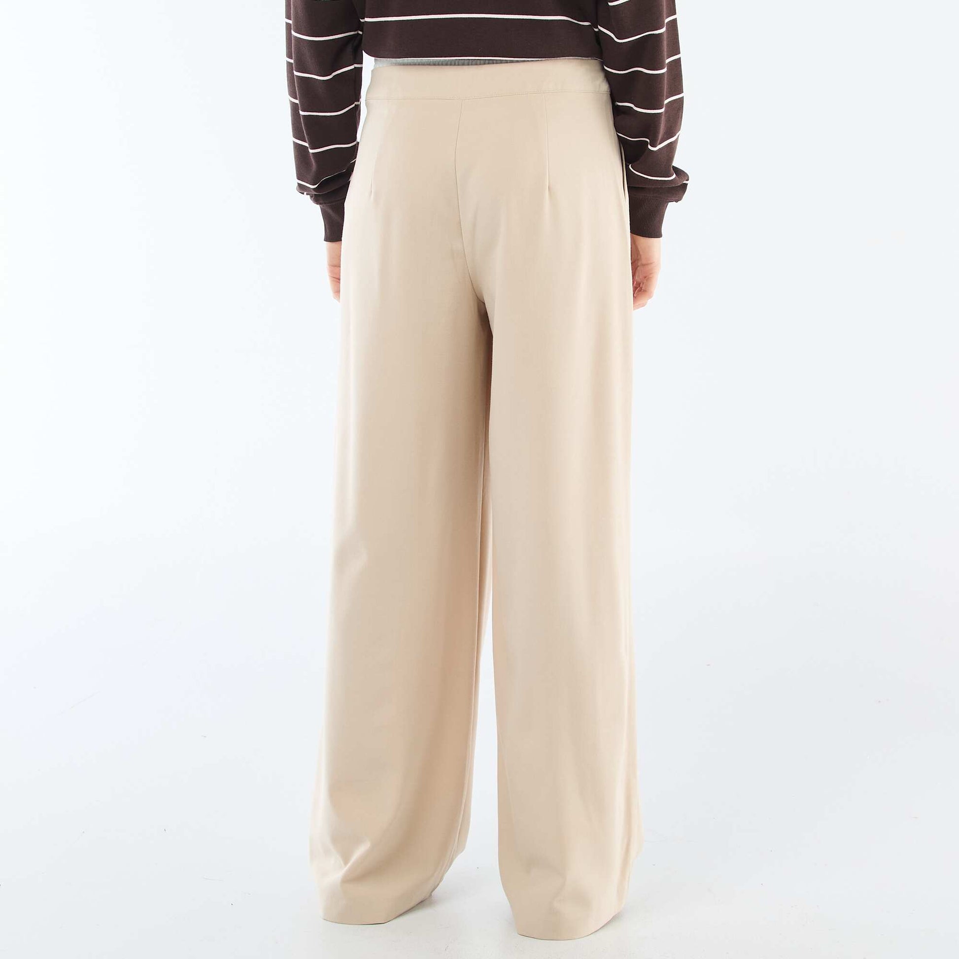 Pantalón ancho con cintura estilo bóxer BEIGE