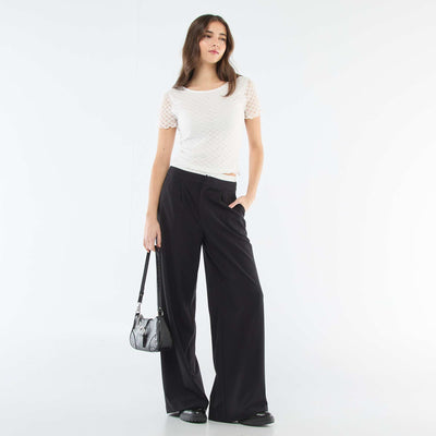Pantalón ancho con cintura estilo bóxer NEGRO