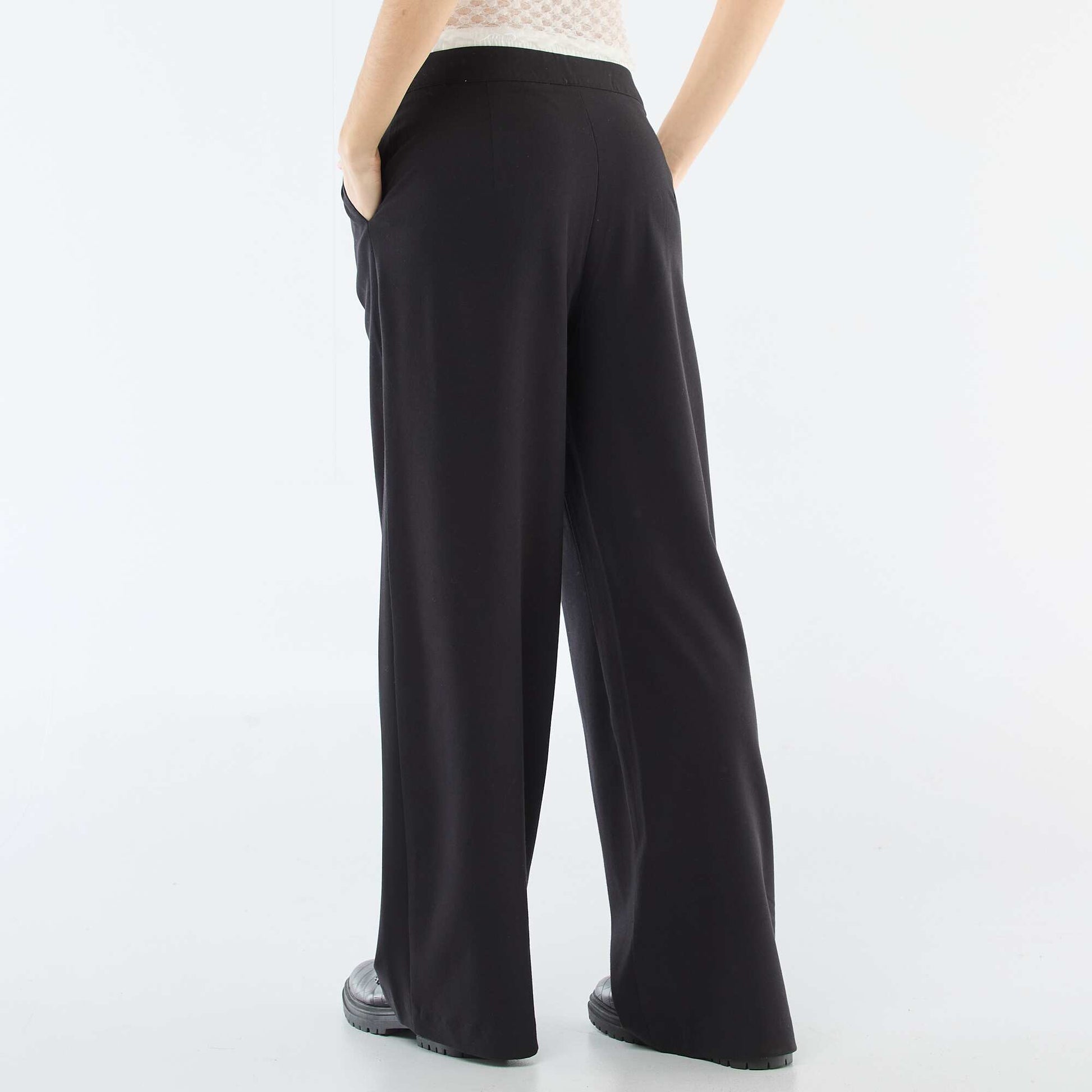 Pantalón ancho con cintura estilo bóxer NEGRO