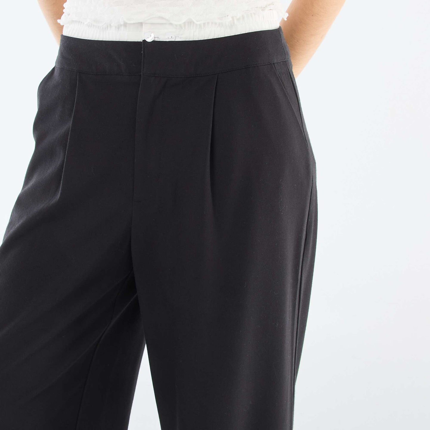 Pantalón ancho con cintura estilo bóxer NEGRO