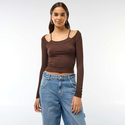 Camiseta - Camisola efecto 2 en 1 MARRON