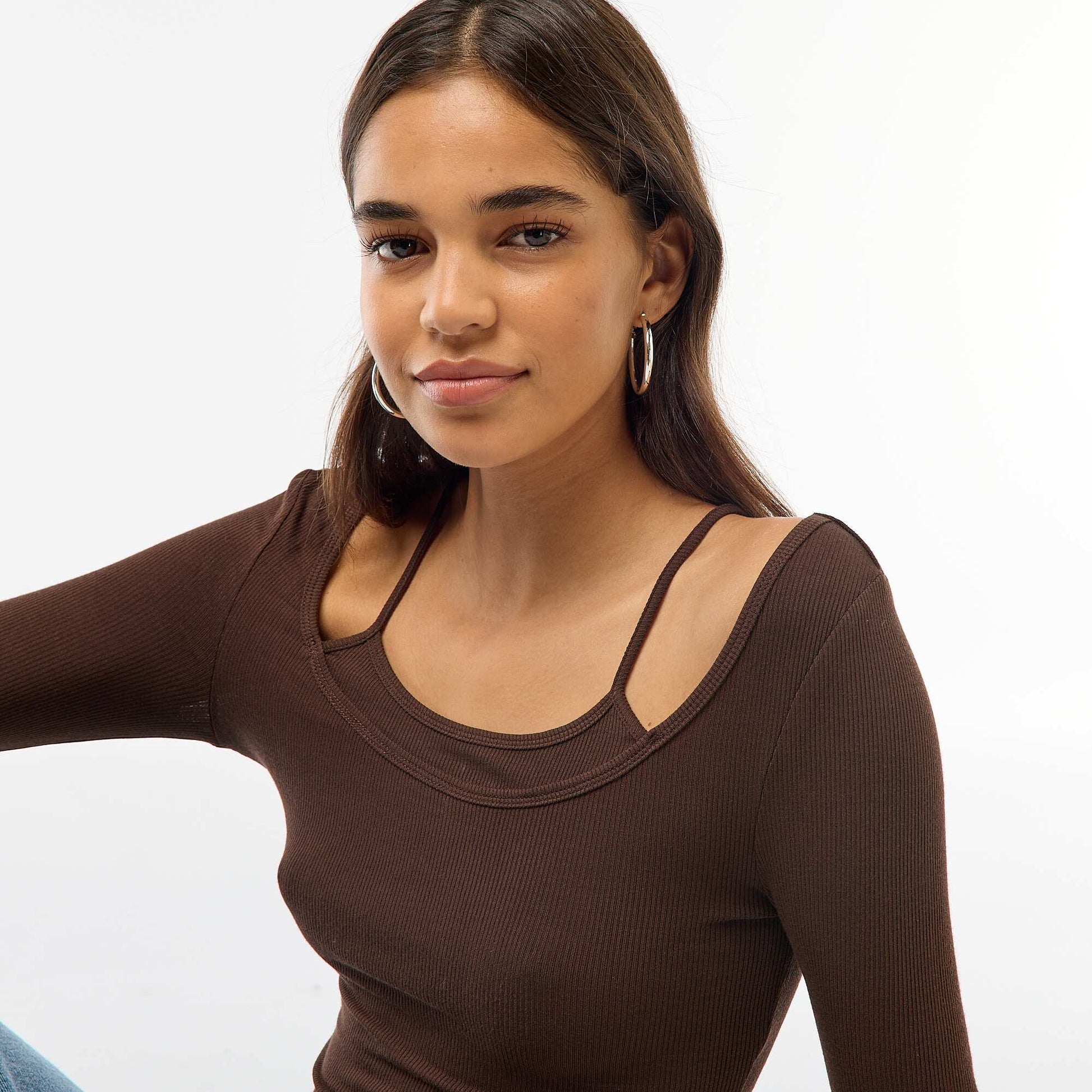 Camiseta - Camisola efecto 2 en 1 MARRON