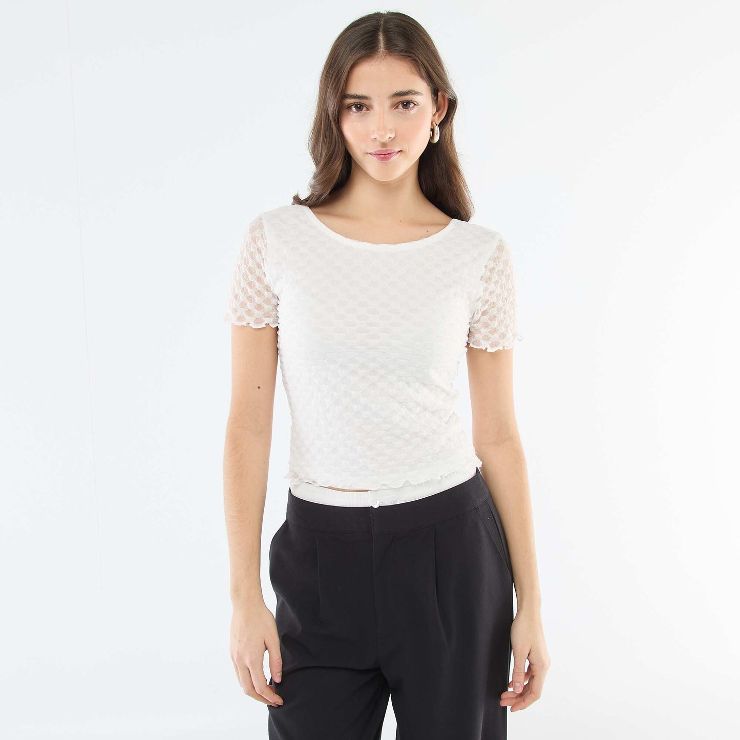 Camiseta de encaje con espalda descubierta BLANCO