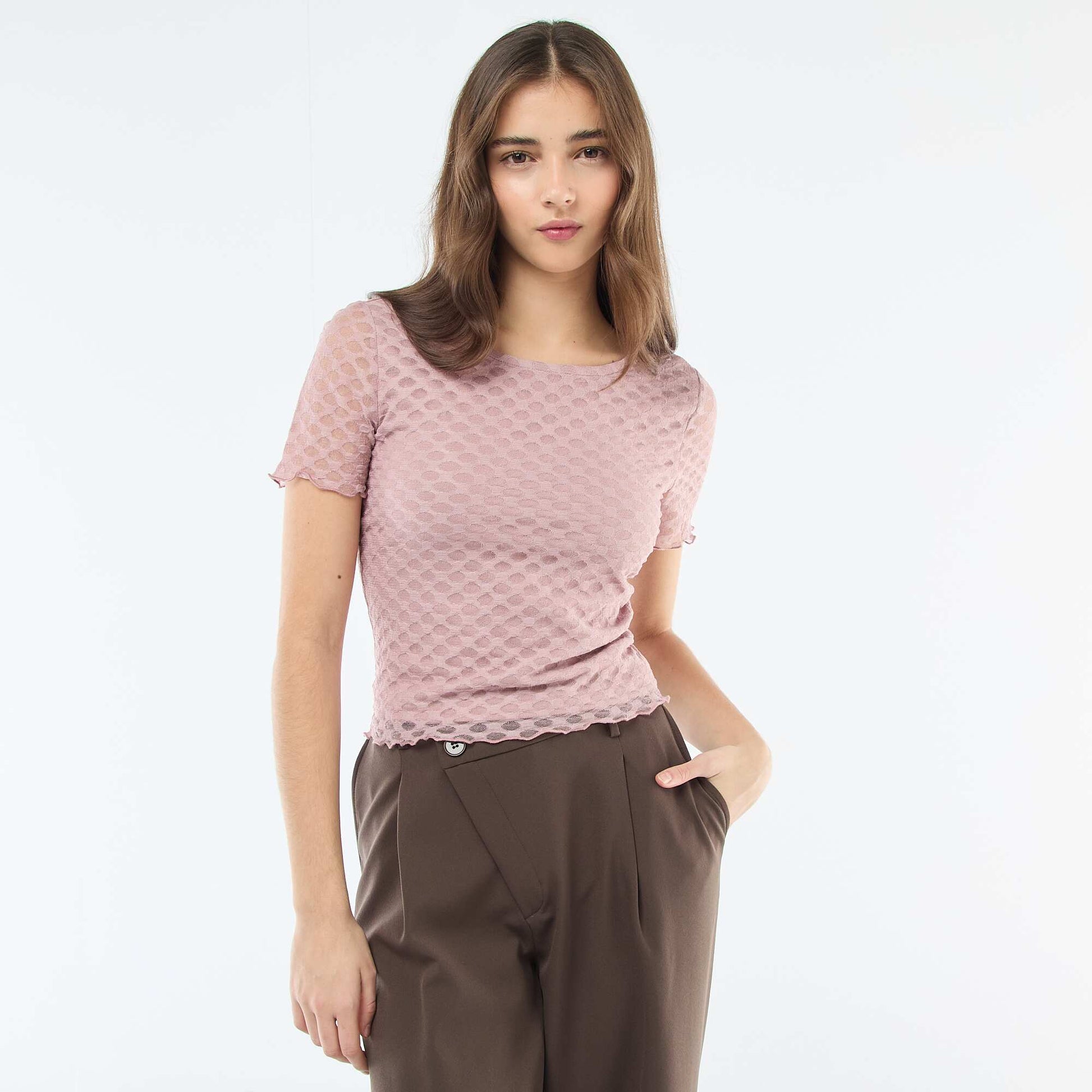 Camiseta de encaje con espalda descubierta ROSA