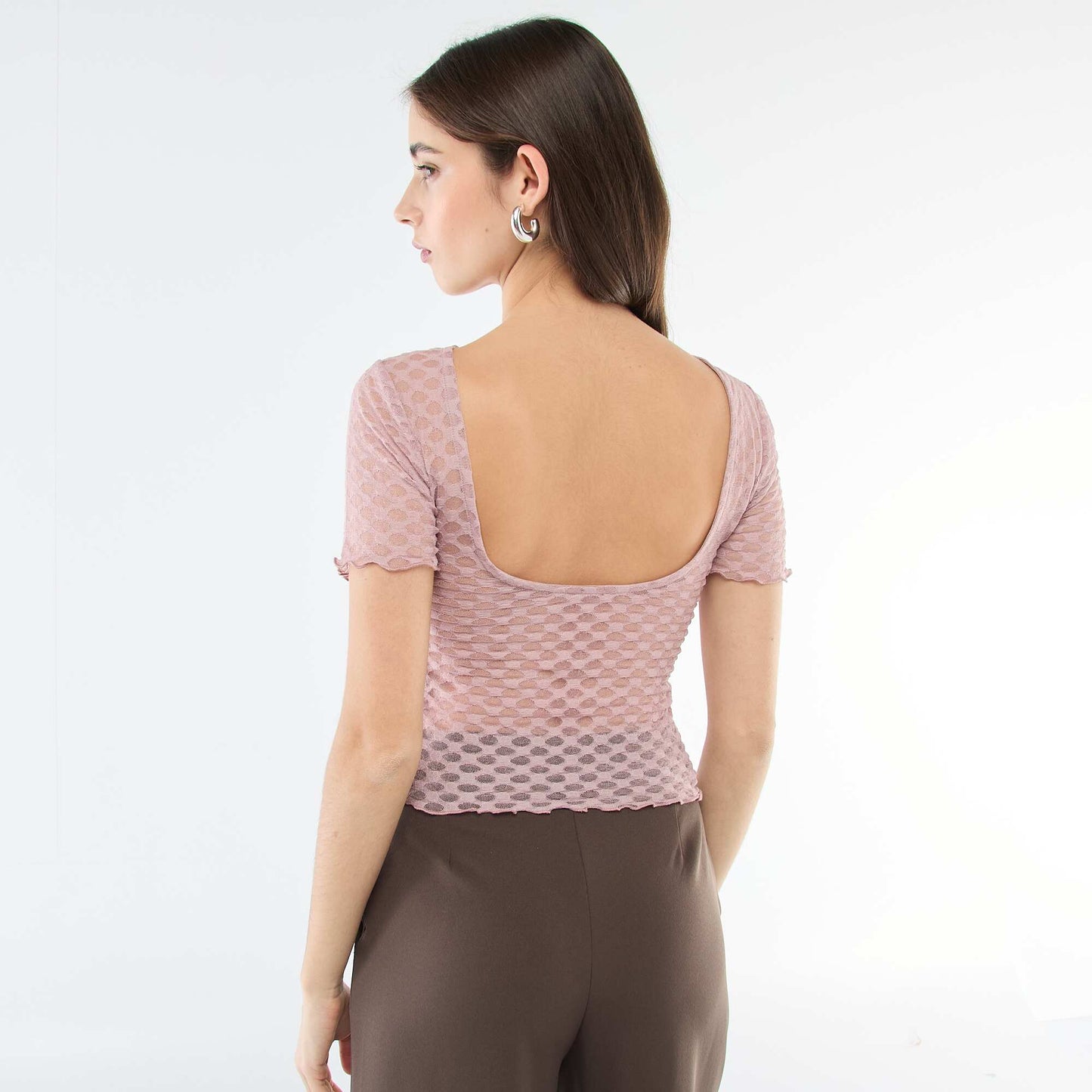 Camiseta de encaje con espalda descubierta ROSA
