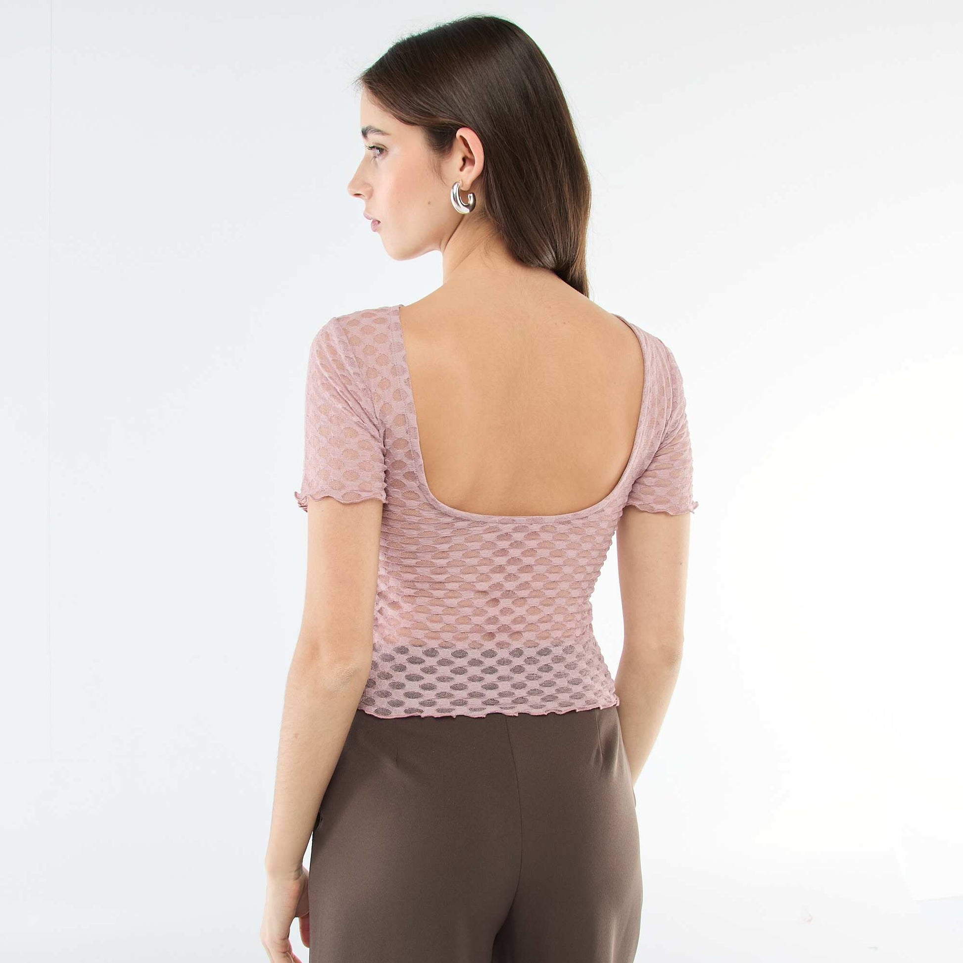 Camiseta de encaje con espalda descubierta ROSA