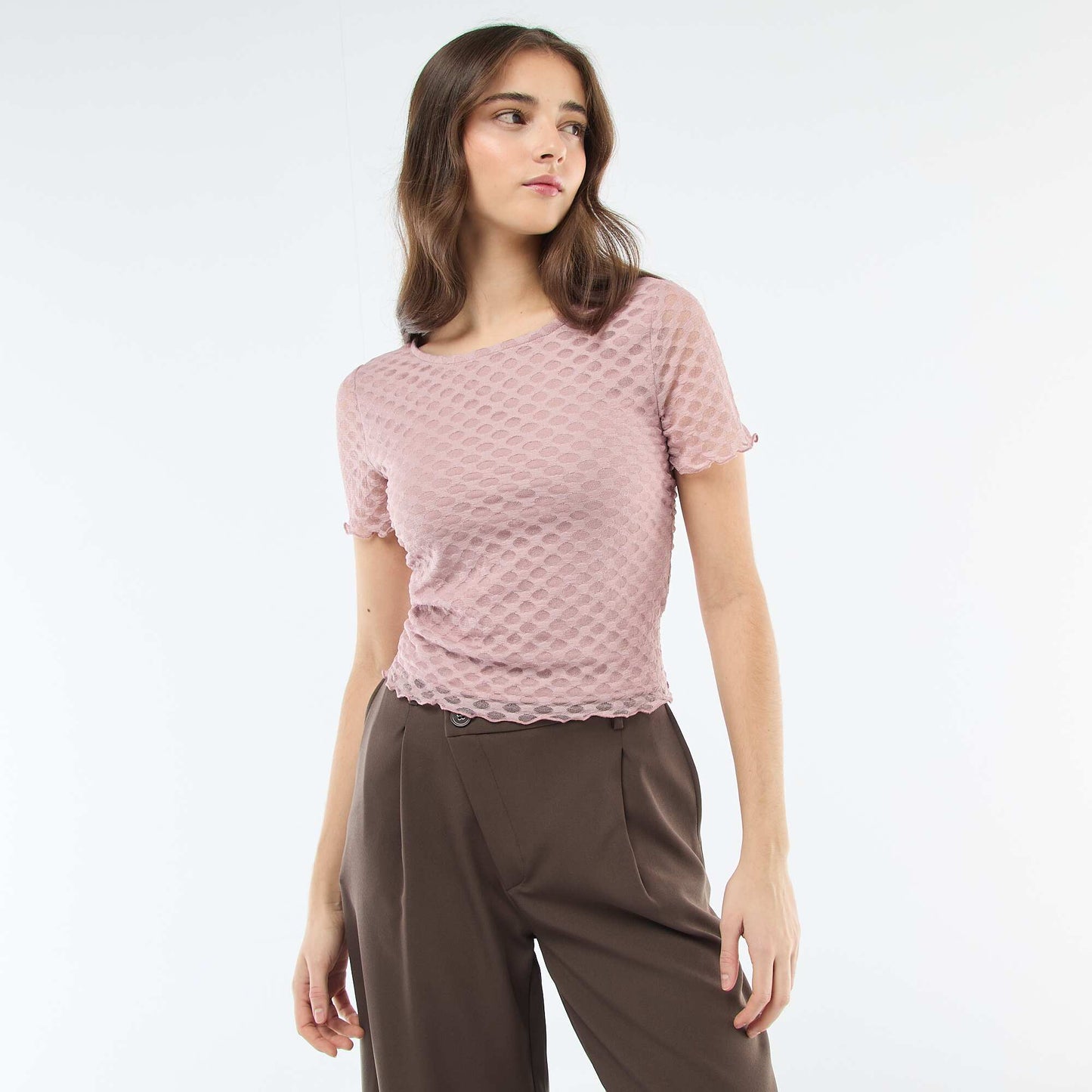 Camiseta de encaje con espalda descubierta ROSA