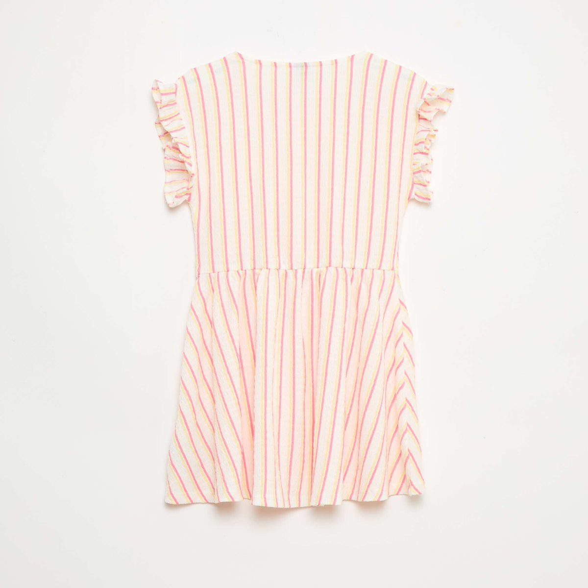 Vestido de punto gofrado abotonado en la parte delantera BEIGE