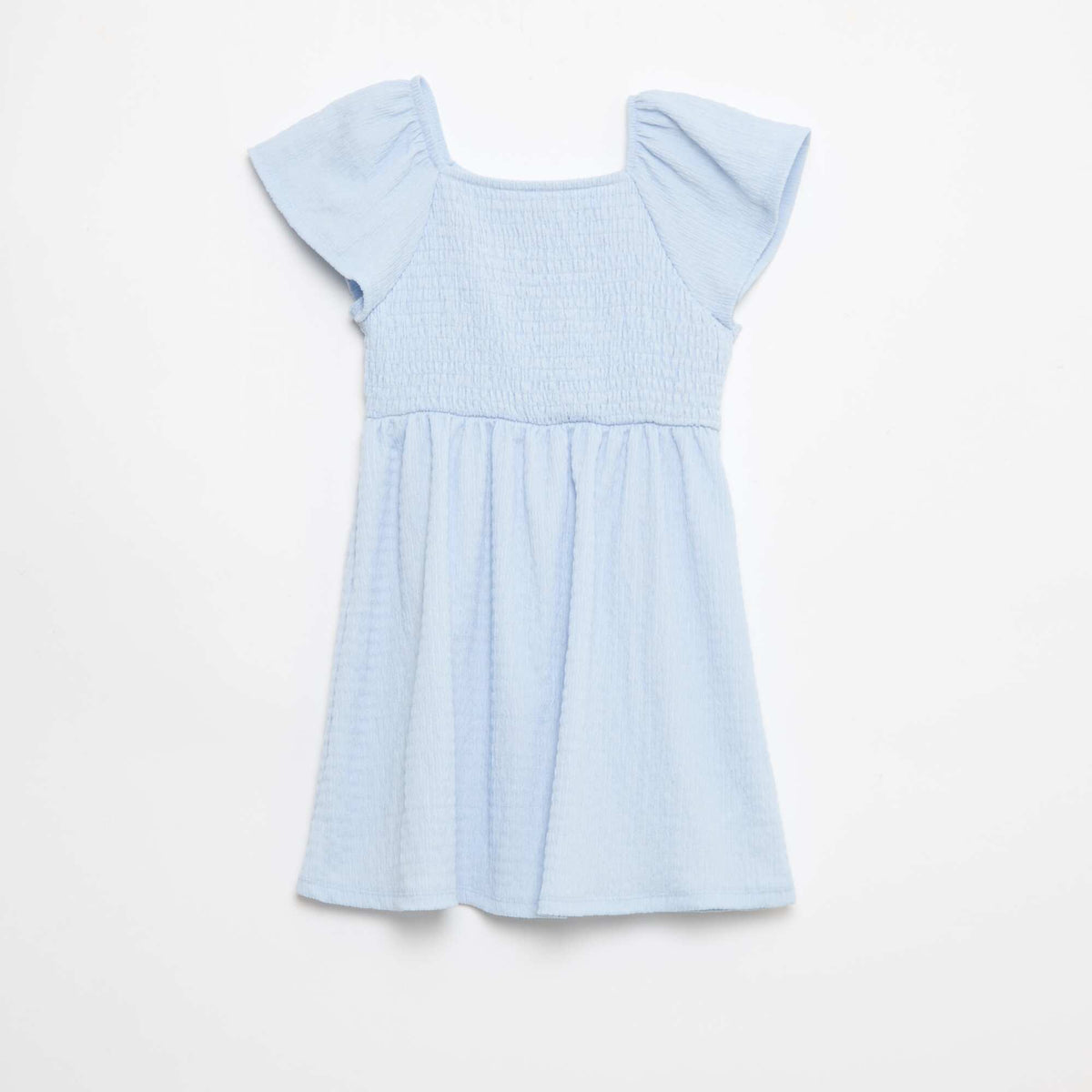 Vestido de punto gofrado liso AZUL