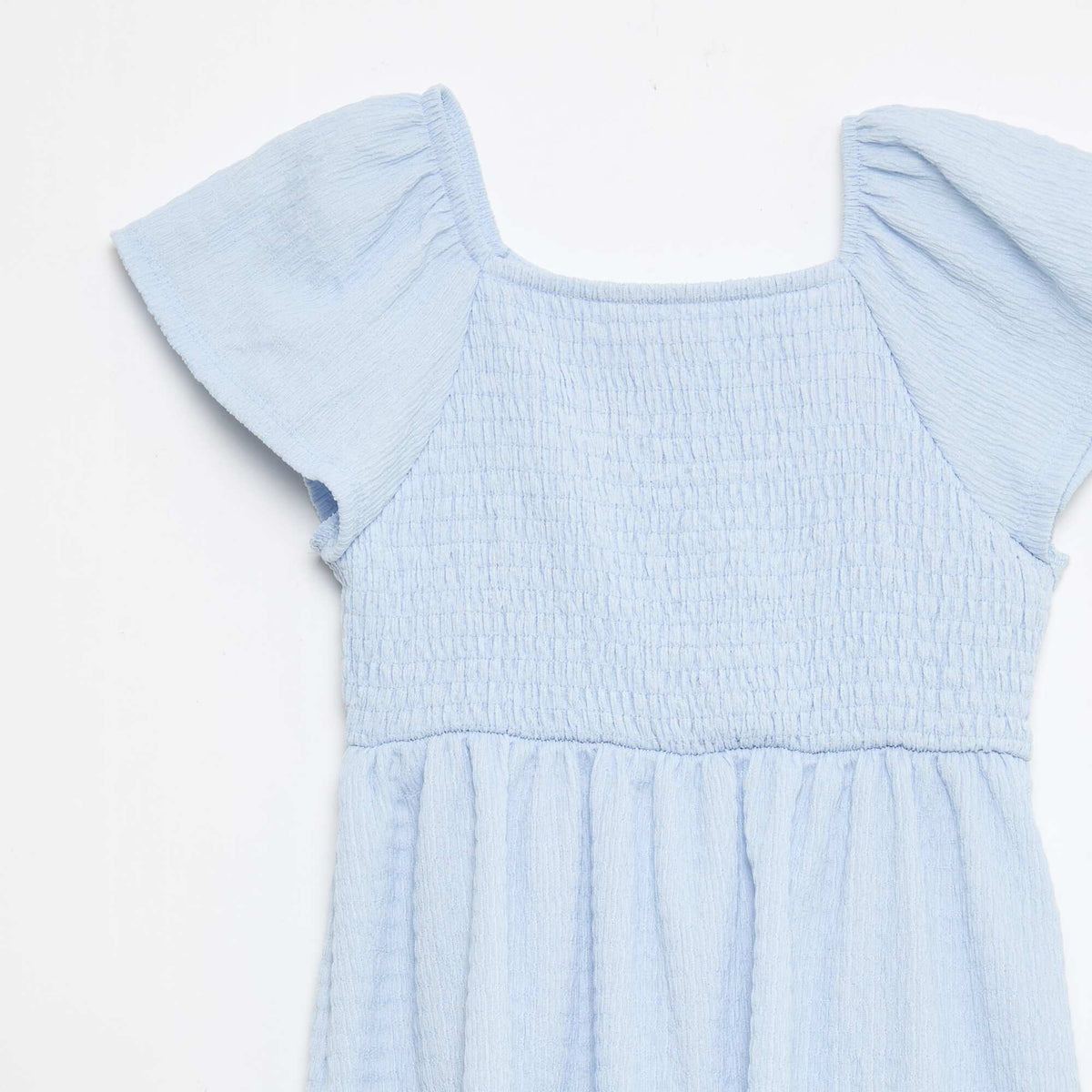 Vestido de punto gofrado liso AZUL