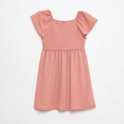 Vestido de punto gofrado liso ROSA