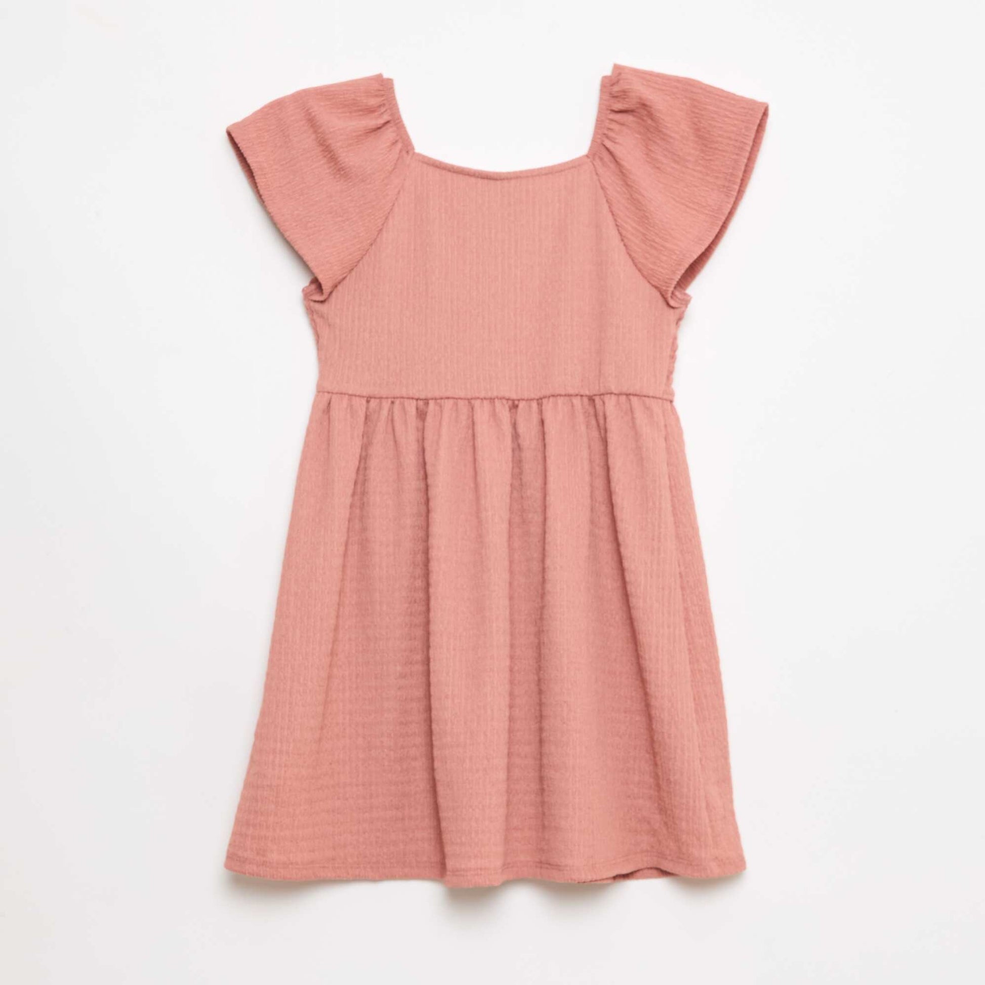Vestido de punto gofrado liso ROSA