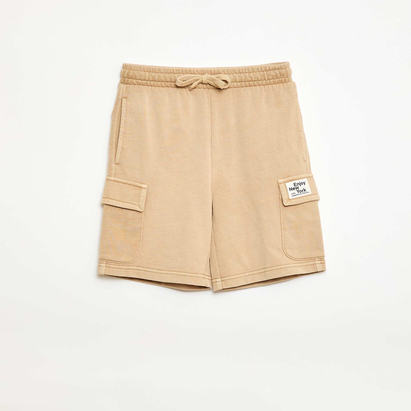 Pantalón corto de felpa multibolsillos BEIGE