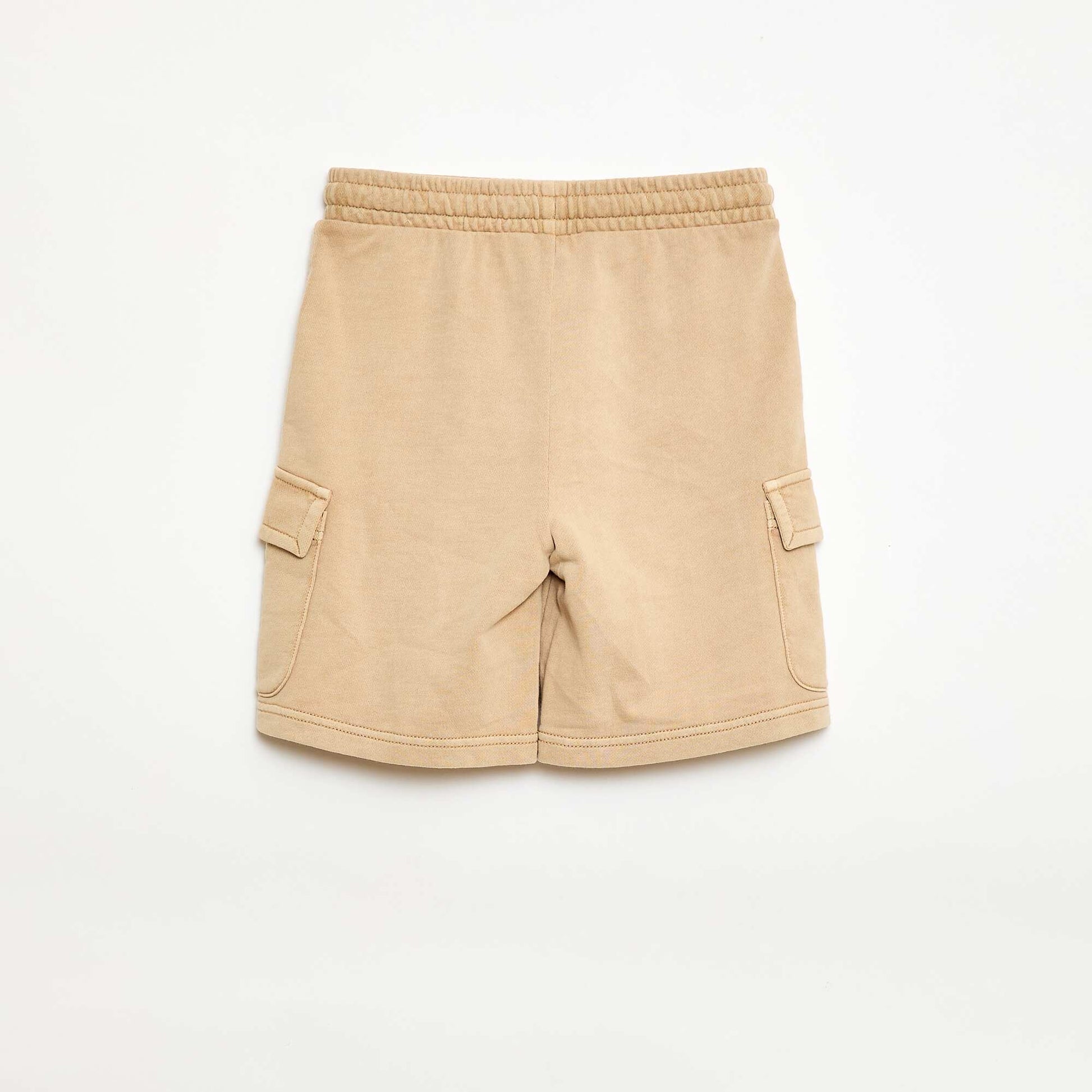 Pantalón corto de felpa multibolsillos BEIGE