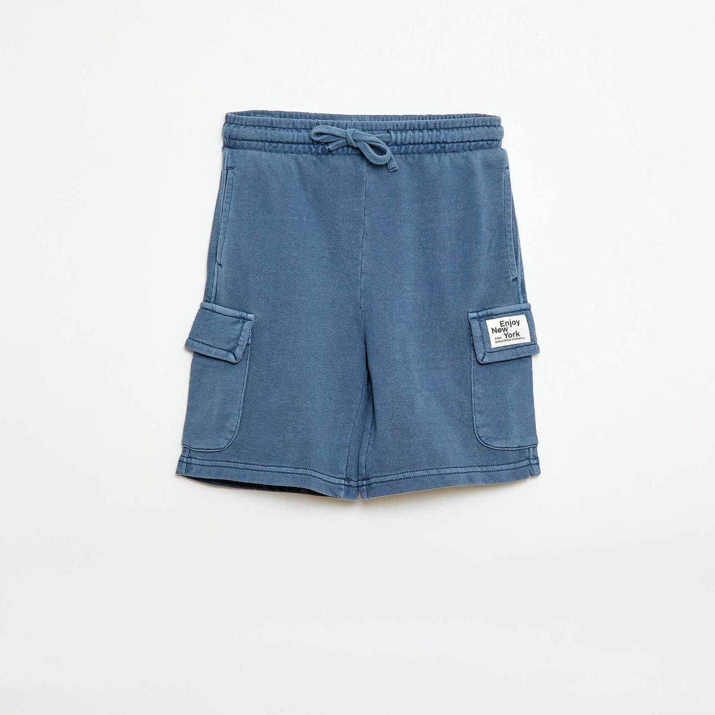 Pantalón corto de felpa multibolsillos AZUL