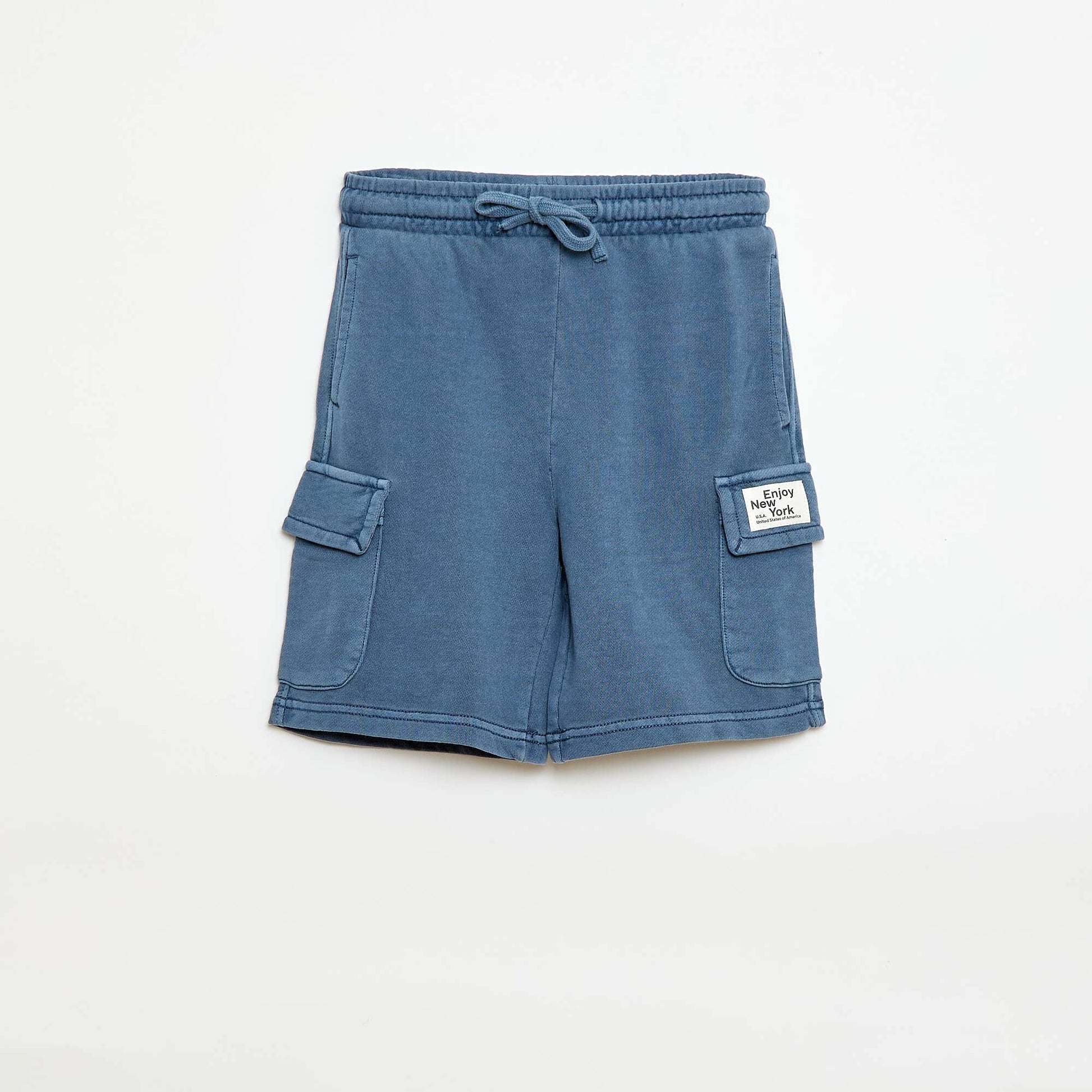Pantalón corto de felpa multibolsillos AZUL