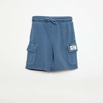 Pantalón corto de felpa multibolsillos AZUL