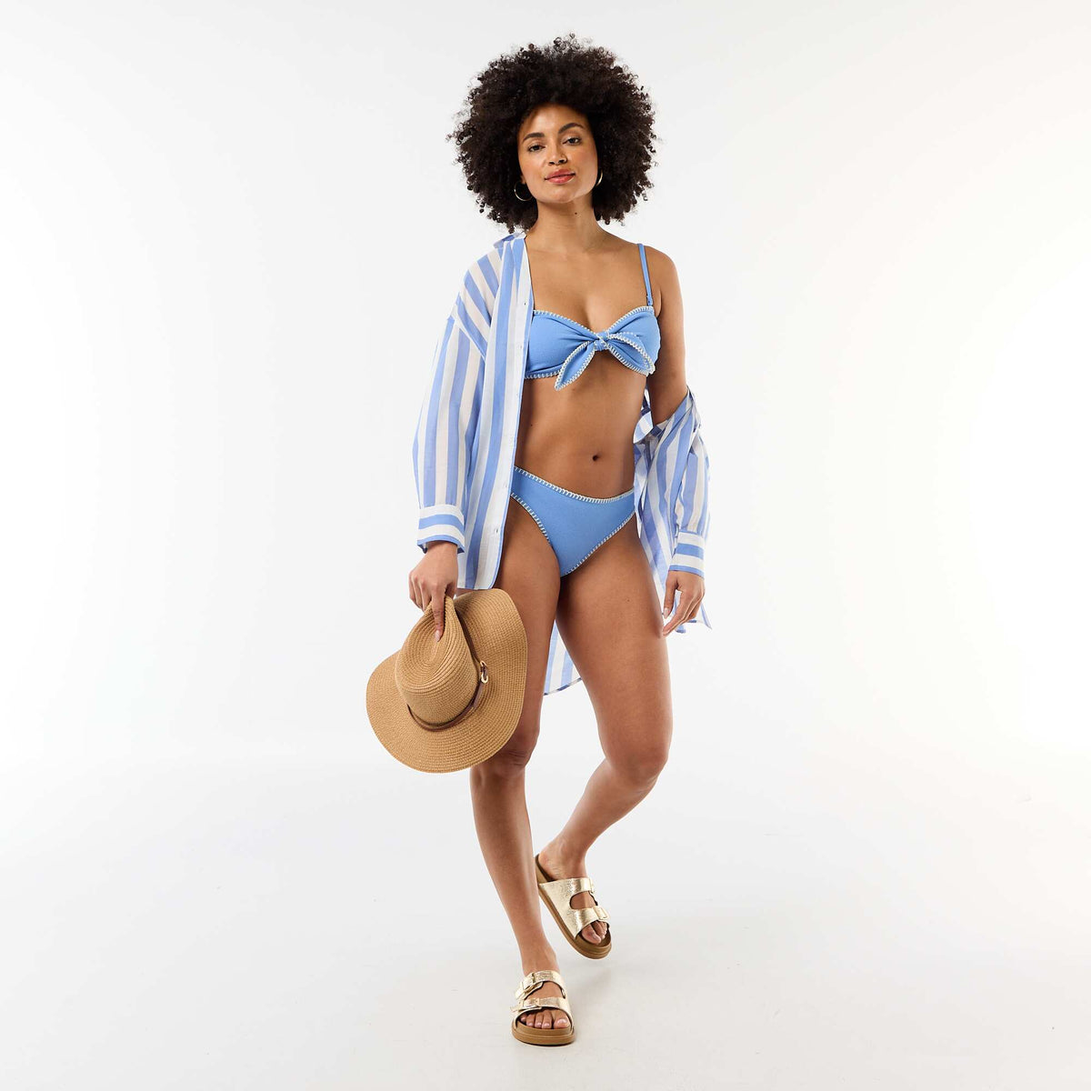 Braguita de bikini con pespuntes contrastados AZUL