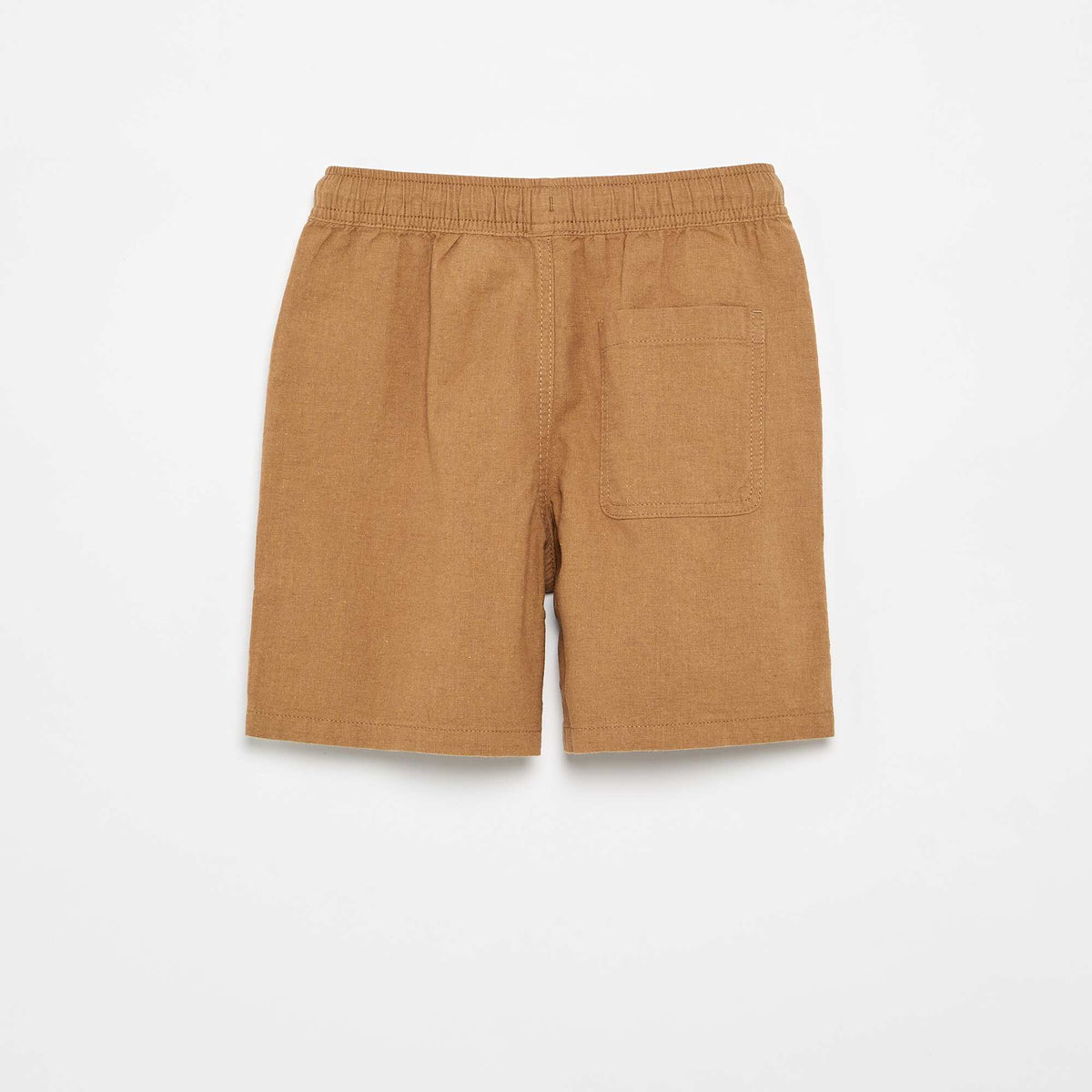 Pantalón corto rayado ligero de lino mezclado BEIGE