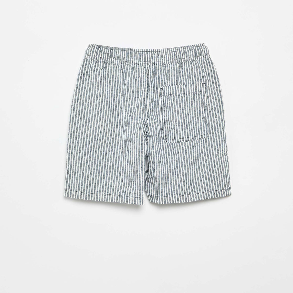 Pantalón corto rayado ligero de lino mezclado AZUL