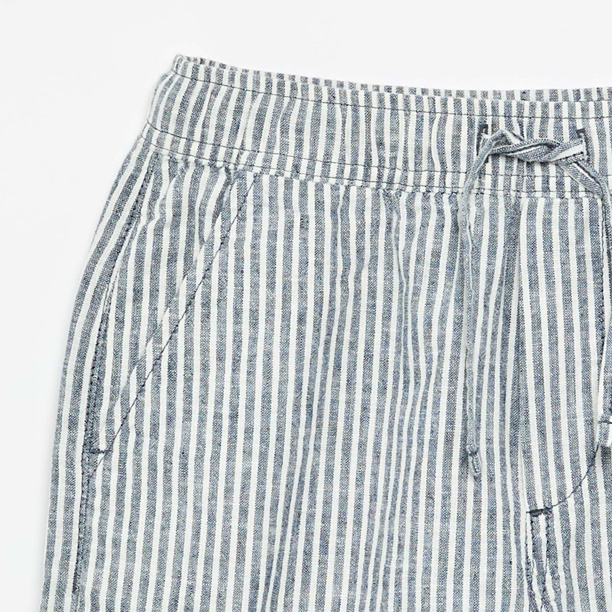 Pantalón corto rayado ligero de lino mezclado AZUL