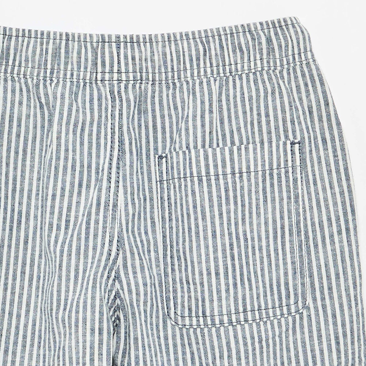 Pantalón corto rayado ligero de lino mezclado AZUL