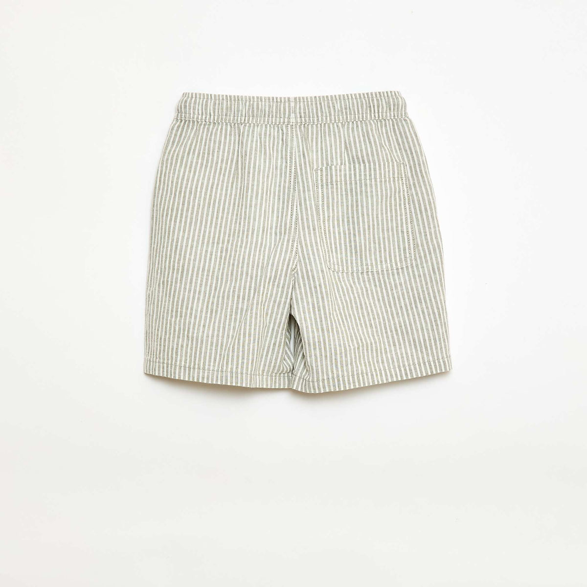 Pantalón corto rayado ligero de lino mezclado KAKI