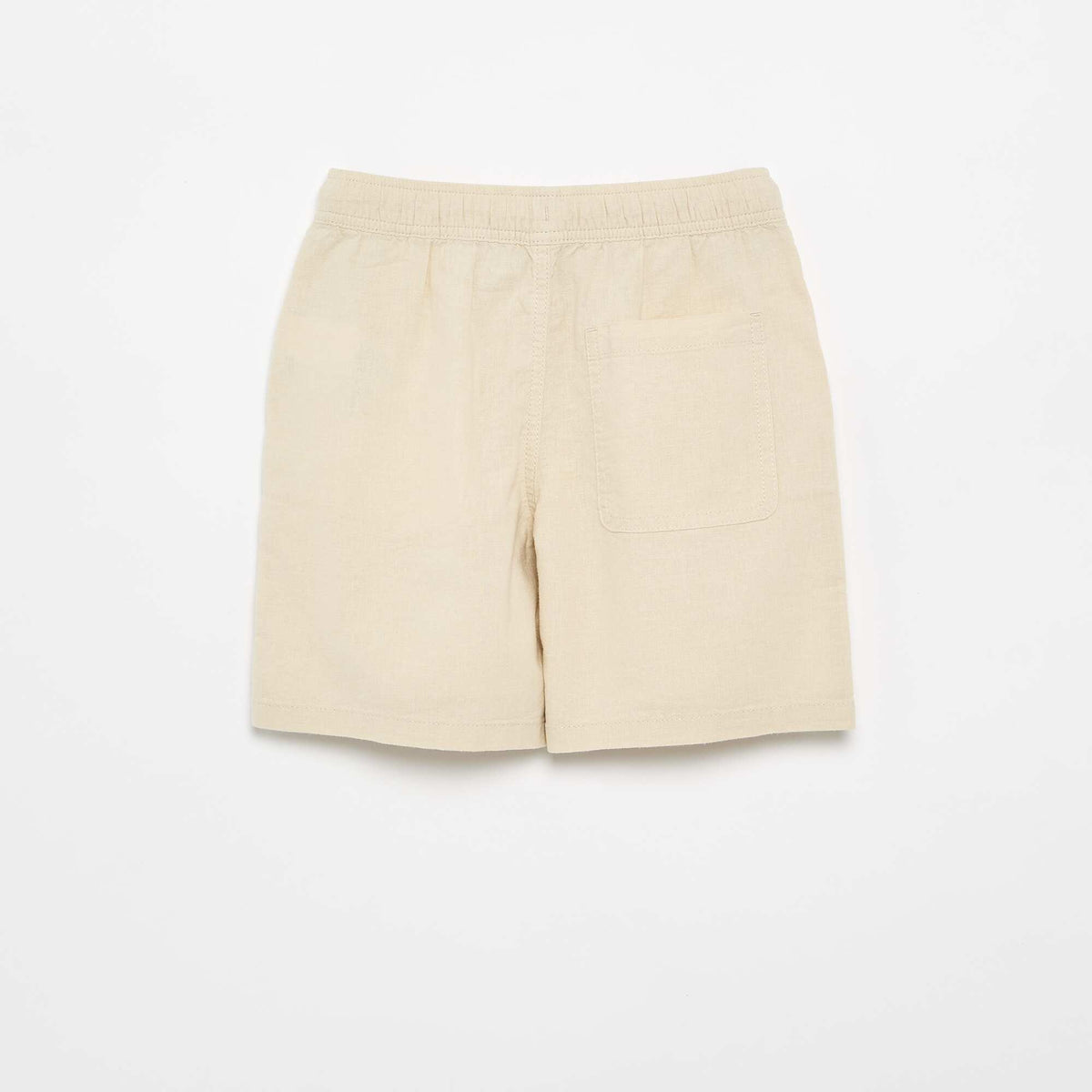 Pantalón corto rayado ligero de lino mezclado BEIGE
