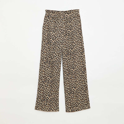 Pantalón ancho de punto crepé MARRON