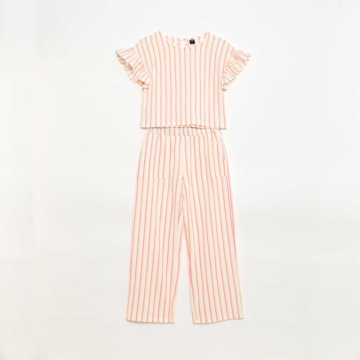 Conjunto de rayas camiseta + pantalón - 2 piezas BEIGE