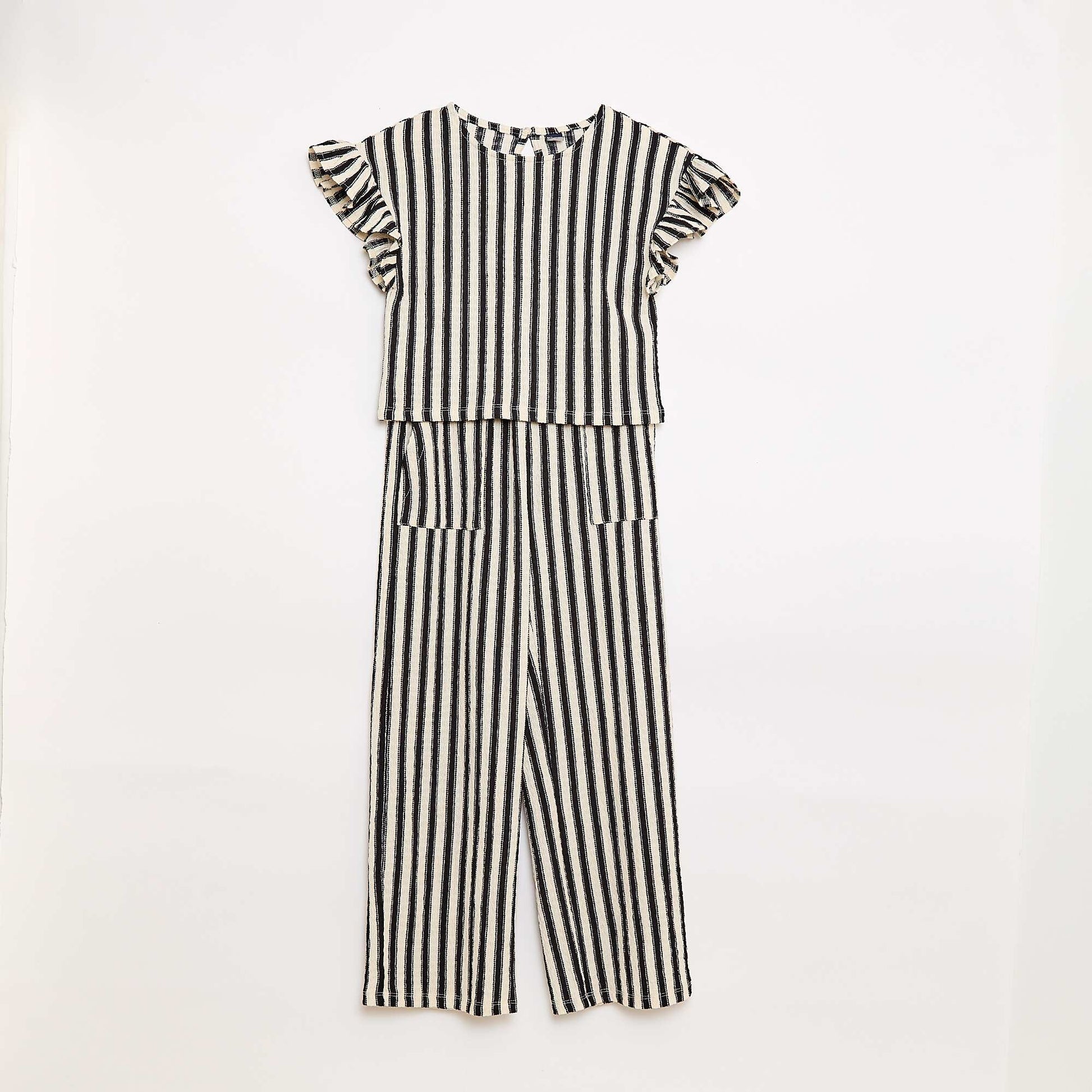Conjunto de rayas camiseta + pantalón - 2 piezas NEGRO