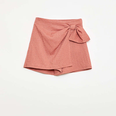 Falda pantalón corta de punto ligero lisa ROSA EMPOLVADO