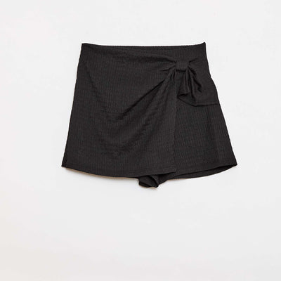 Falda pantalón corta de punto ligero lisa NEGRO