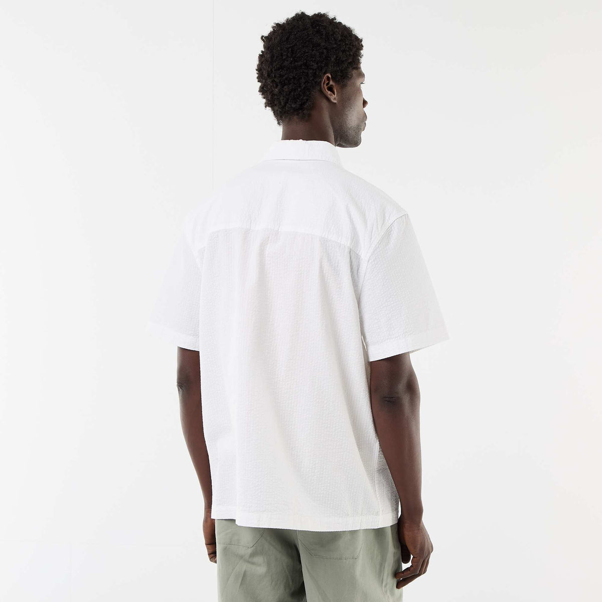 Camisa de seersucker de manga corta BLANCO