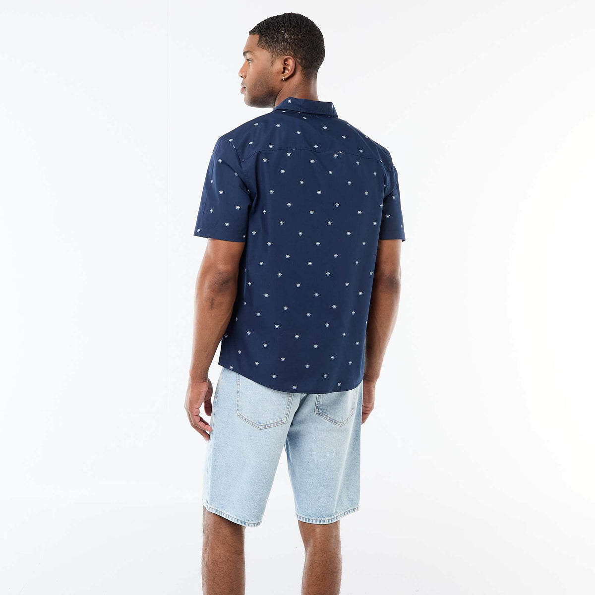 Camisa de manga corta con abertura abotonada AZUL