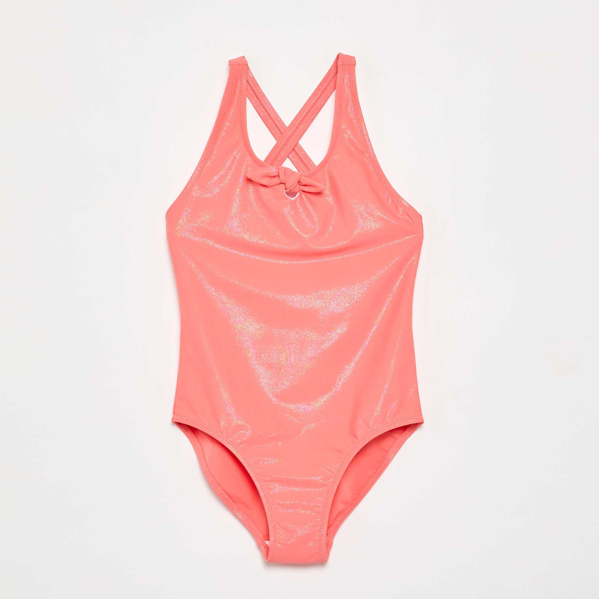 Bañador de una pieza con tejido brillante NARANJA