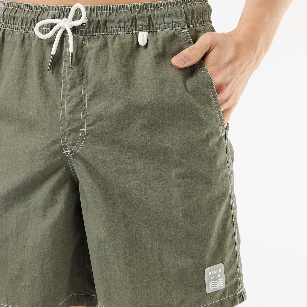 Bañador liso con bolsillos VERDE