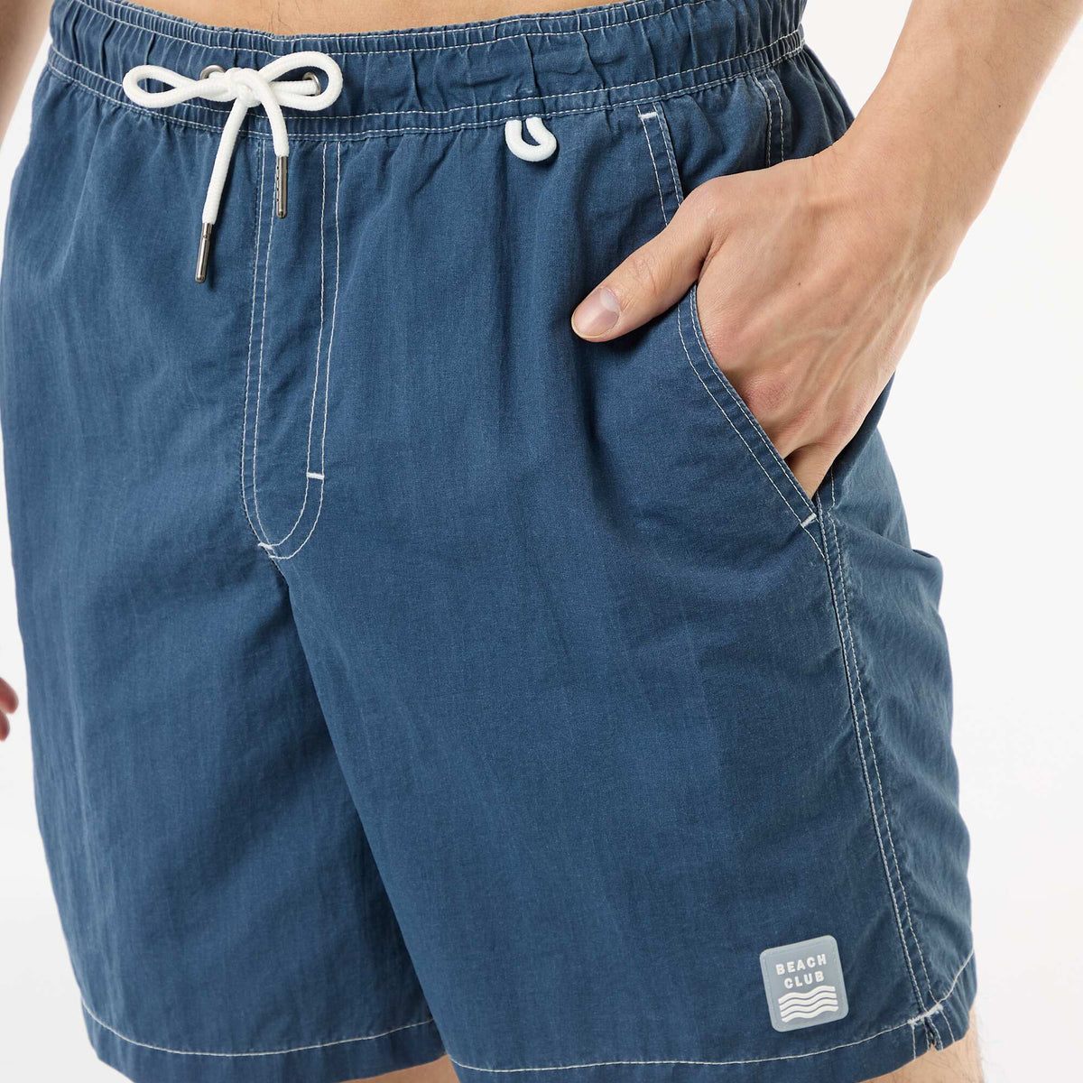 Bañador liso con bolsillos AZUL