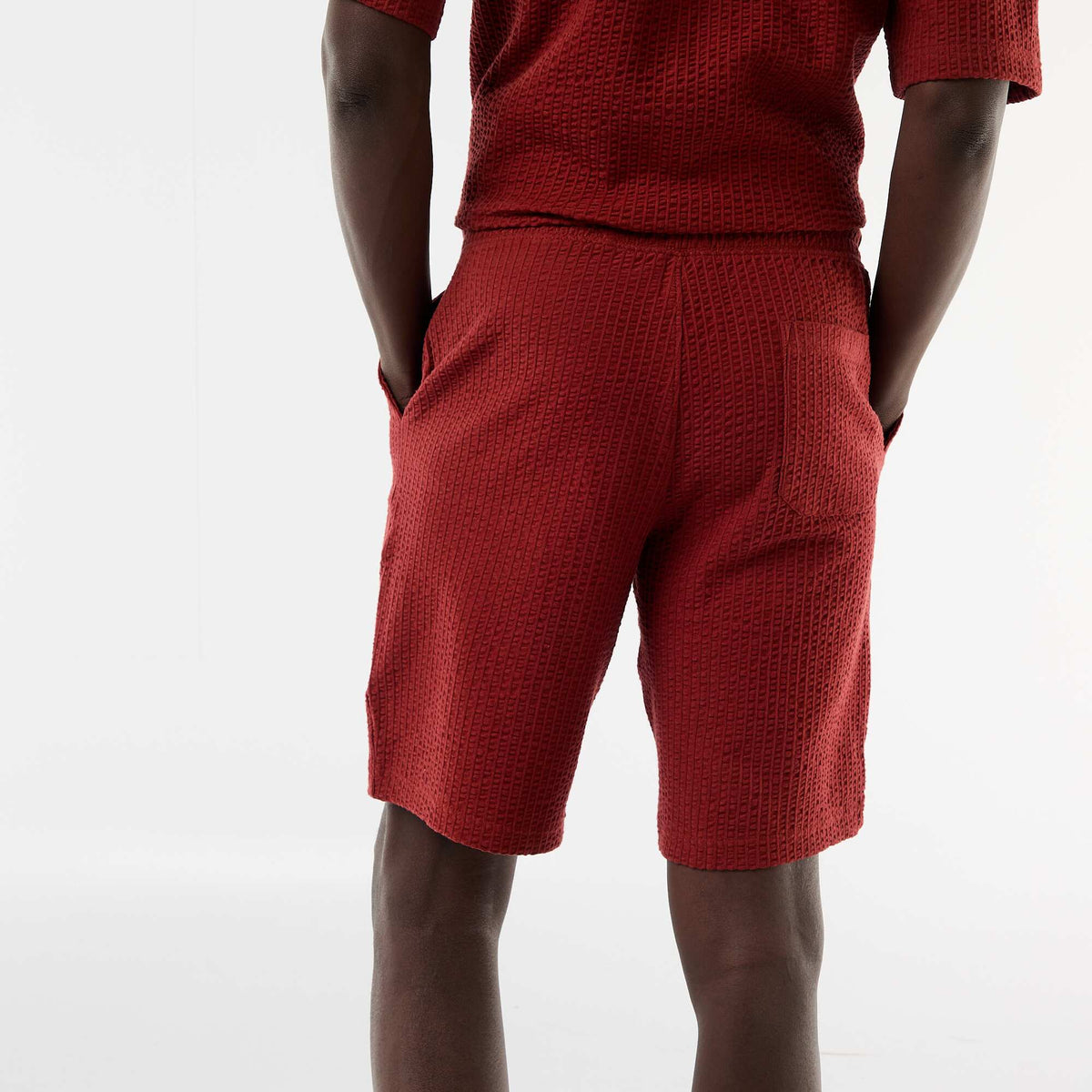 Bermuda de punto grueso liso ROJO