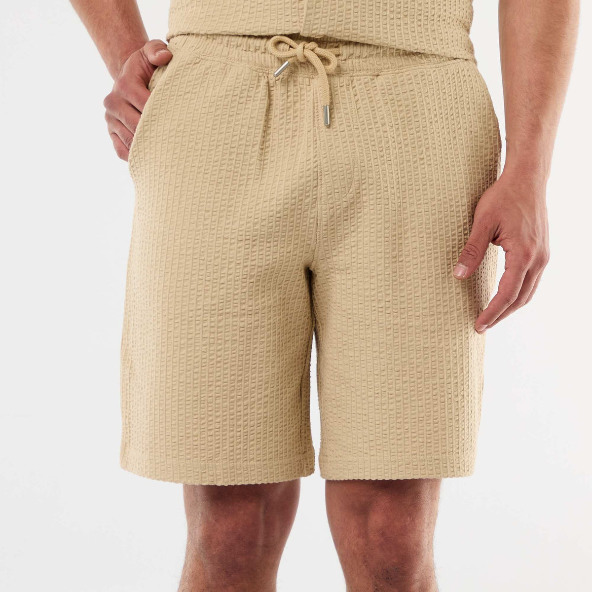 Bermuda de punto grueso liso BEIGE