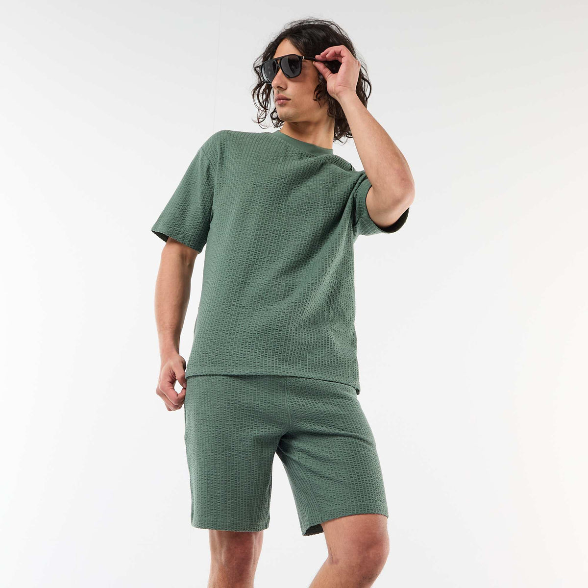 Bermuda de punto grueso liso VERDE