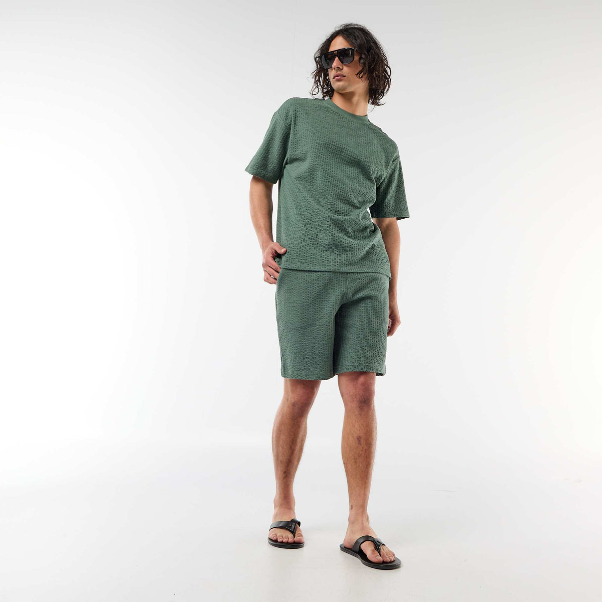 Bermuda de punto grueso liso VERDE