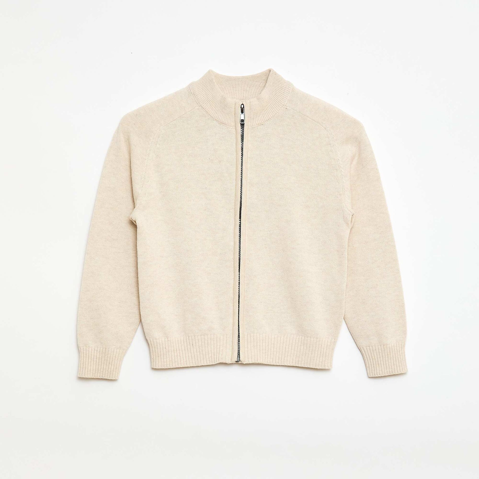 Chaqueta con cremallera y cuello alto BEIGE