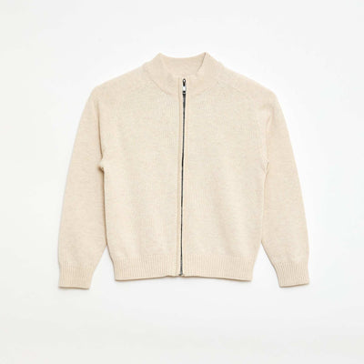 Chaqueta con cremallera y cuello alto BEIGE