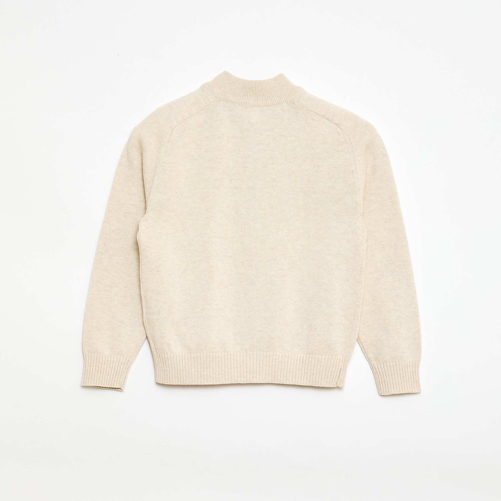 Chaqueta con cremallera y cuello alto BEIGE