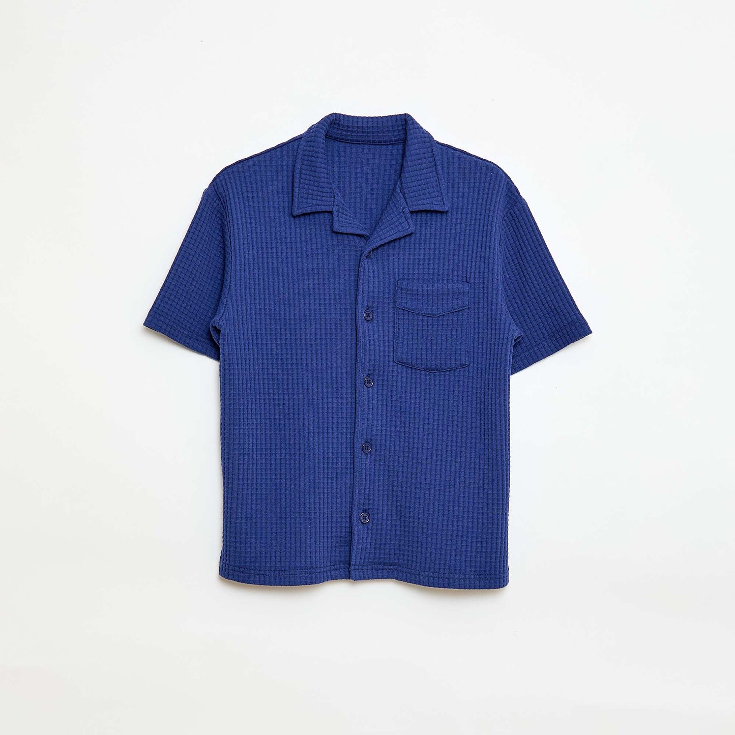 Camisa gofrada lisa AZUL