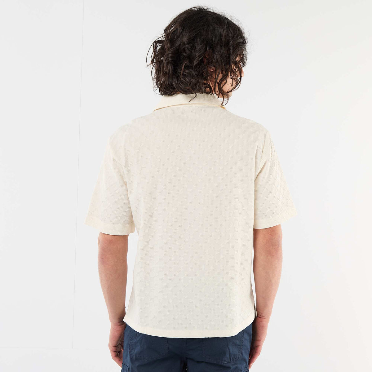 Camisa de punto fantasía de manga corta BLANCO