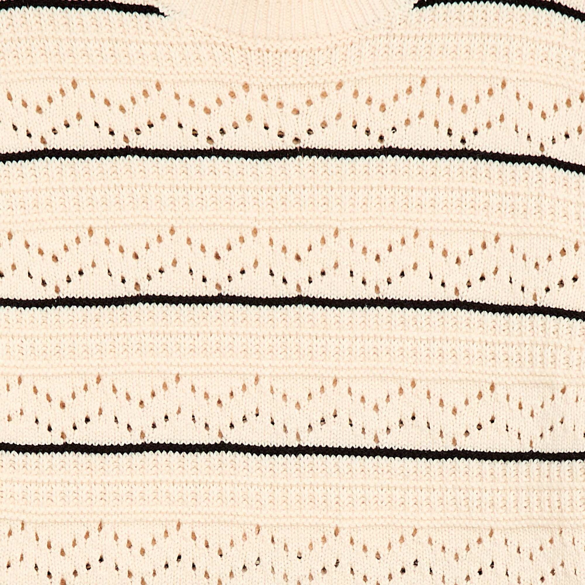 Sweater de punto calado fantasía con cuello redondo en algodón BLANCO