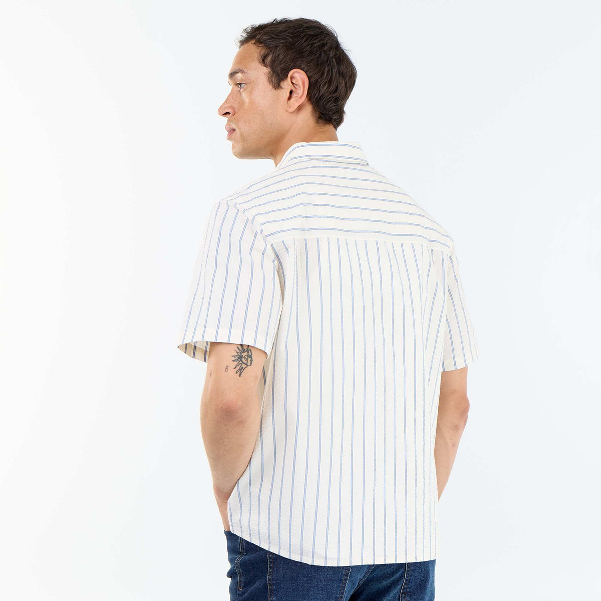 Camisa de manga corta con rayas BLANCO